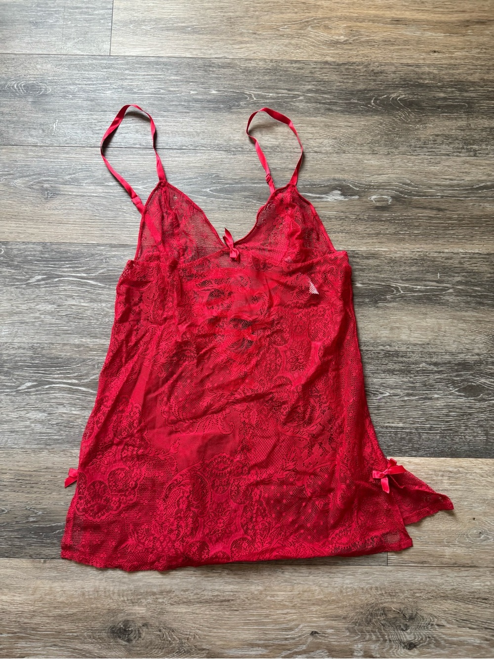 Victorias Secret Red Lace tie up Nightgown - Women's Intimates Sz M